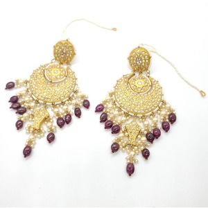 22kt yellow Gold Kundan Polki Earring